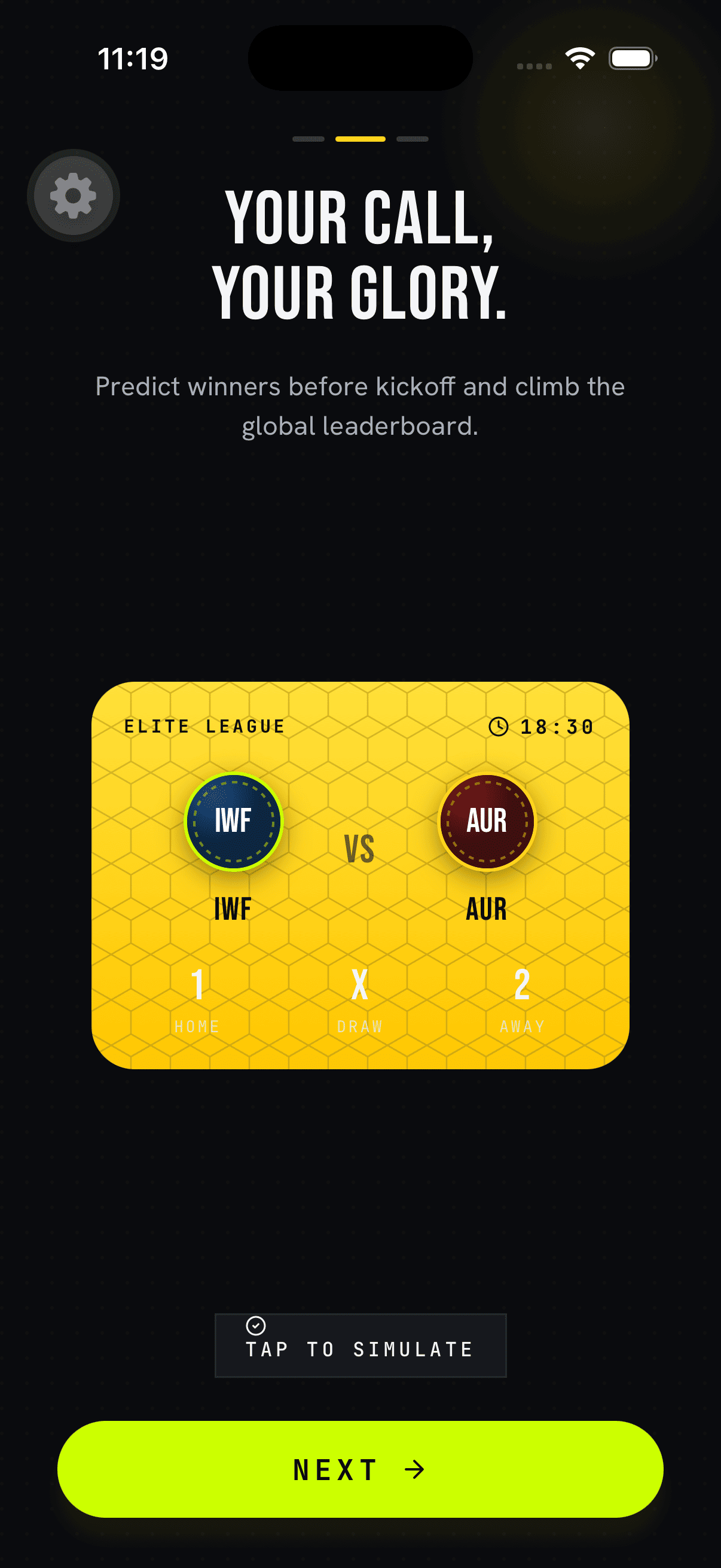 GoalPass prediction screen